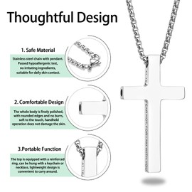Alissl Cross Breath link Quit Smoking Necklace for Men, Stainless Steel Inspirational Bible Verse Breathlink Stop Smoking Anxiety Necklace Featuring a Vaporless Inhaler Design Sliver 41:10