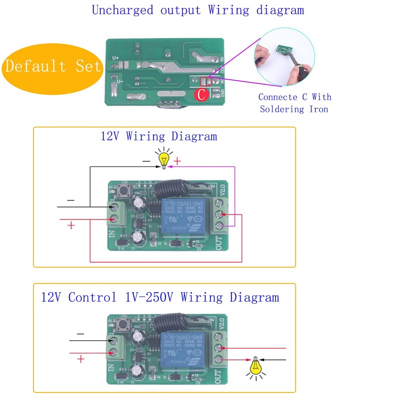 DC 12V 10A Relay Switch 1CH Wireless Remote Control Switch