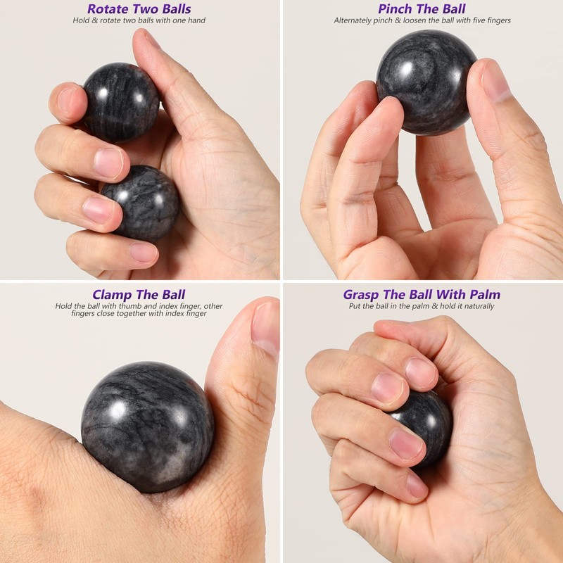 Healifty Pack of 2 Jade Hand Massage Balls Baoding Balls
