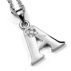 Silver Tone Chain Cursive Initial Letter D Pendant Charm Necklace For Women