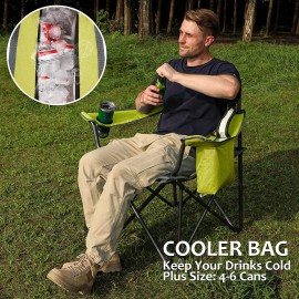 VILLEY Oversize Camping Chair Folding Camp Outdoor Chair w/Cooler Bag Cup Holder