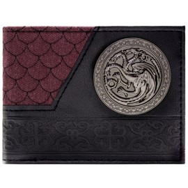 Westeros Game of Thrones Targaryen Fire & Blood Dragon Sigil Wallet Bi-Fold ID & Card Holder, Red