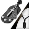 Bungsa Mens Leather Biker Necklace with Brass Pendant, Leather