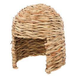 BUGUUYO Large Guinea Pig Tunnel Hideout Natural Grass Bed Nest for Rabbits Chinchillas Comfortable Safe Hideaway