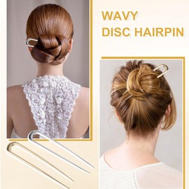 LINXINS 6PCS French Hair Pin,U Shaped Hair Pins,French Twist Hair Pin Girls Metal French Hair Pins for Women Hairstyle Accessories Fork Sticks 2 Prong Updo Chignon Pin for Thick Hair