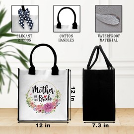 Dr.Baner Mother Of The Bride Tote Bag For Women, Canvas Tote Bag For Wedding Bachelorette Party, Mother Of The Bride Tote Bag With Ribbon, Beach Bag Gifts For Bridal Shower Wedding Friends -43