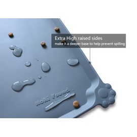 Hoki Found Large Silicone Pet Feeding Tray - Waterproof Dog Pet Cat Feeding Mat - Non Slip Pet Dog Cat Food Bowl Mats Placemat -Pet Water Mats for Carpet -Gray