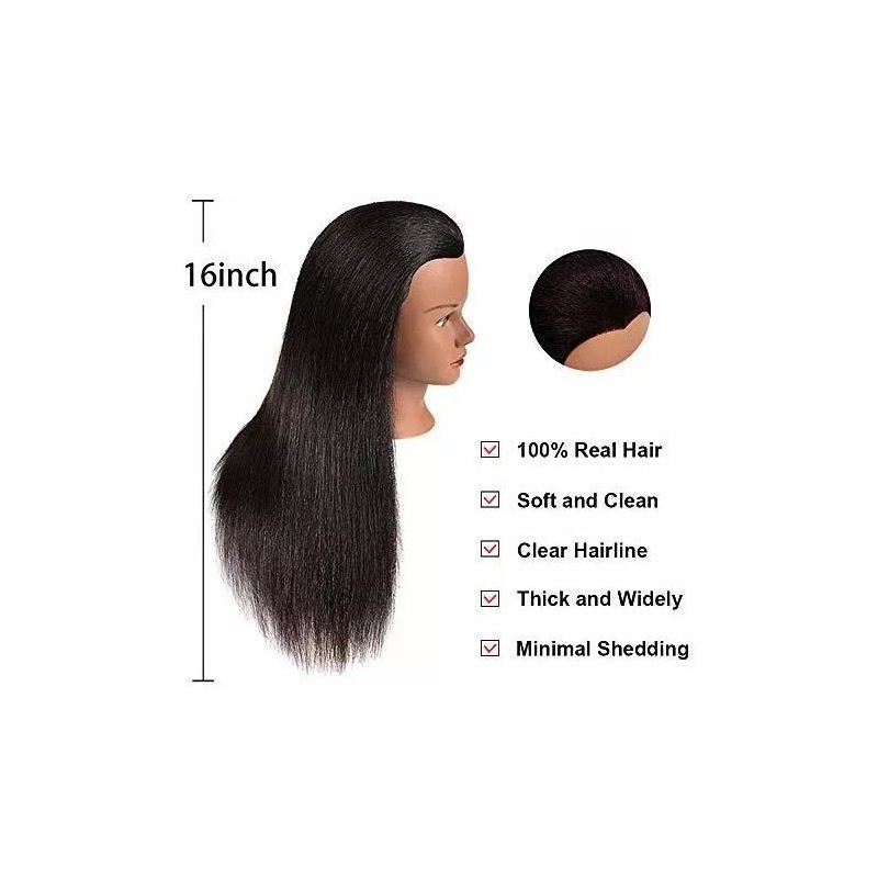 N2 Maniqui Cabeza Cabello Natural Negro 40 Cm N2