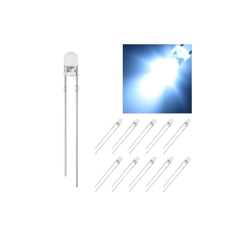 Hi-FIELD Ultra Bright LED White 3mm 18000mcd 20mA 30° Artillery