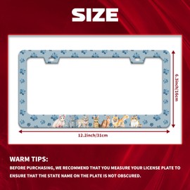 Personalise Cat License Plate Frame Pet Paw Prints License Plate Frames Car Universal Stainless Steel Accessories Cars Decor with 2 Holes and Screws Fits Standard Us Vehicles Size 12.2 X 6 Inches