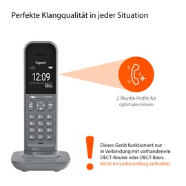 Gigaset CL390 Cordless Design Telephone without Answering Machine (DECT Telephone with Hands-Free Function, Large Graphic Display, Easy to Use with Intuitive Menu Guide) Satellite Grey