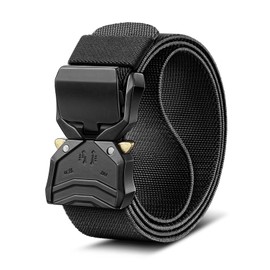 BULLIANT Men's Tactical Web Adjustable Belt Stretch Fit Quick Release for Outdoor Service, Adjustable, Black7891, 145 inches / 46 - 50 inch waist, adjustable