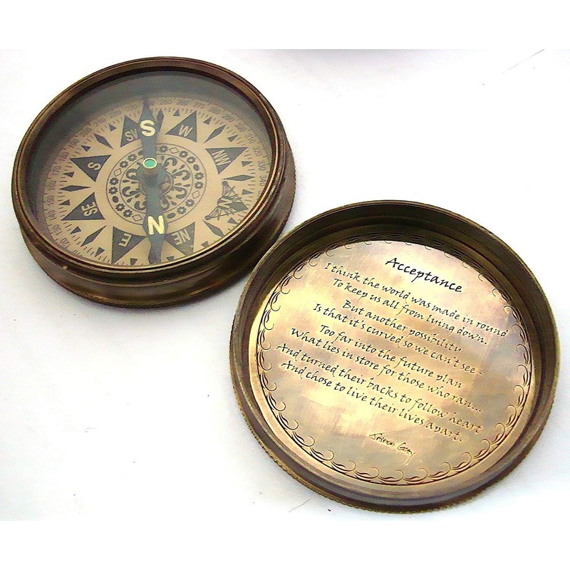 "so können Sie" Kompass-Halskette mit Messing Kette & Leder tragen