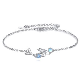 UCADRIT Beach Anklets for Women Sterling Silver Mermaid Anklet Bracelets Created Summer Jewelry Mermaid Gifts for Women