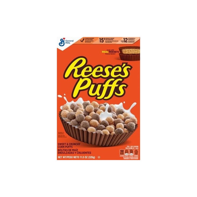 "Brand": "General Mills" REESE’S PUFFS Chocolatey Peanut Butter Cereal, Kid