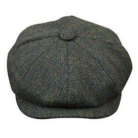 TruClothing Mens Tweed Newsboy Cap Baker Boy Flat Check Grandad Hat Blinder 8 Panel Olive Green L