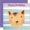 Stuff4 Painted Animal Birthday Card - Cute Cat Birthday Cards