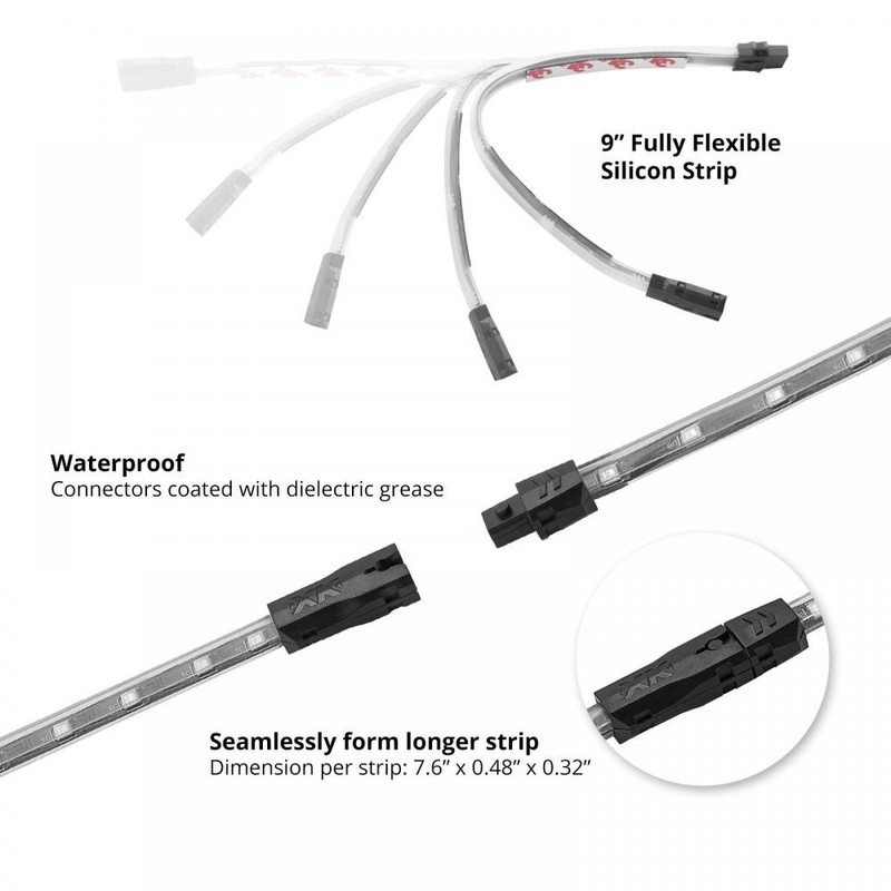 Amber Premium 8pcs 24in tubes 4 Flex Strips Underglow +