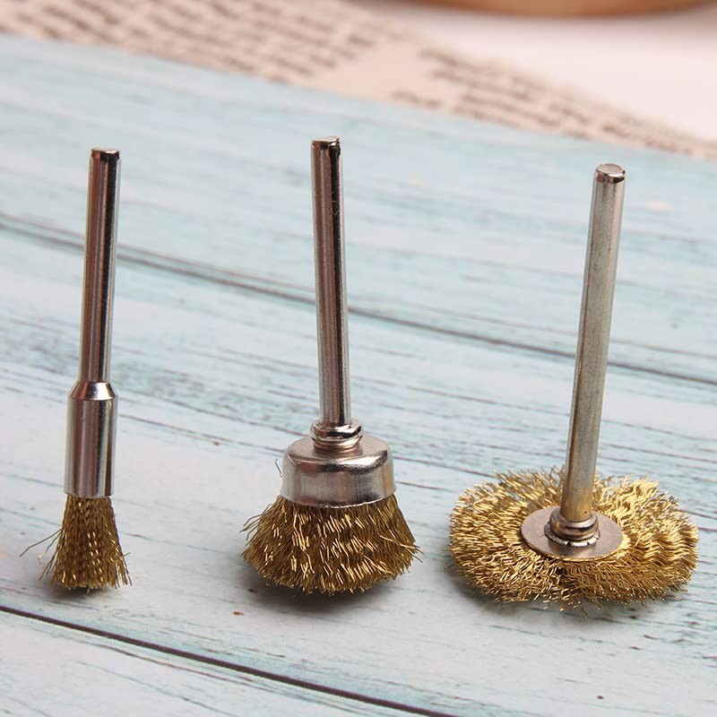 Acxico 9 Pcs Copper Wire Brushes Metal Brush Rust Removing