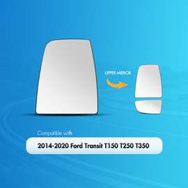 SNEMEEY Driver Side Mirror Replacement for Ford Transit T150 T250 T350 2014-2020, Left Side Upper Glass, Heated Convex View Mirror with Backing Plate for Ford Transit MK8