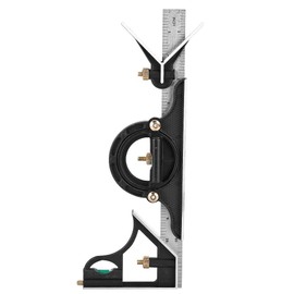 POCREATION Combination Tri-Square Set 300mm Stainless Steel Angle Ruler 0-180° 0.01 Precision Protractor Measure Square