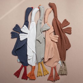 lulumoon Goose Security Blanket: Muslin Lovey for Babies Travel & Daycare - Skin-Friendly Snuggle Toy for Self-Soothe