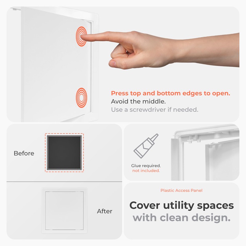 HVAC OV 10x10 Inch White Access Panel – ABS Plastic