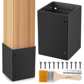 Adjustable Post Protector,Stainless Steel Post Sleeve,Fence Post Protection Tool,Protects Wooden Fences and Mailboxes from Rain and Mower Damage,Adjustable (Range 3.4”-6”) (1set, Black)