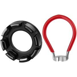 poeland Bicycle Spoke Wrench Tool, 6 in 1 Bike Spanner Spoke Tool 10-15 Gauge, 8 Way Bike Rim Truing Tool for Adjust Bicycle Wheel Tension (Black, Red)