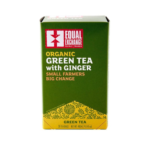 Equal Exchange Organic Green with Ginger Tea, 20-Count