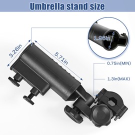 CHENGWEI Heavy Duty Golf Push Cart Umbrella Holder, 180° Adjustable Aluminium Alloy Base Strong Windproof, Universal Umbrella Attachment Stand for Stroller, Golf Cart, Wheelchair, Bike, Beach Chair