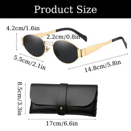 AYNKH 2PCS Damen Sonnenbrille Polarisiert Unisex Herren Gold Metall Retro Oval Sonnenbrille UV Schutz 400 Klassisch Ultraleicht Schutz für Camping Fotografie Outdoor Damen Geschenk