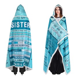 Christmas for Sister Gifts from Sister, Sister Gifts Oversized Wearable Blanket Hoodie, Sister Gifts Christmas Ideas for Sister, to My Sister for Couch Blanket Hoodie, Best Sister Ever Birthday Gifts