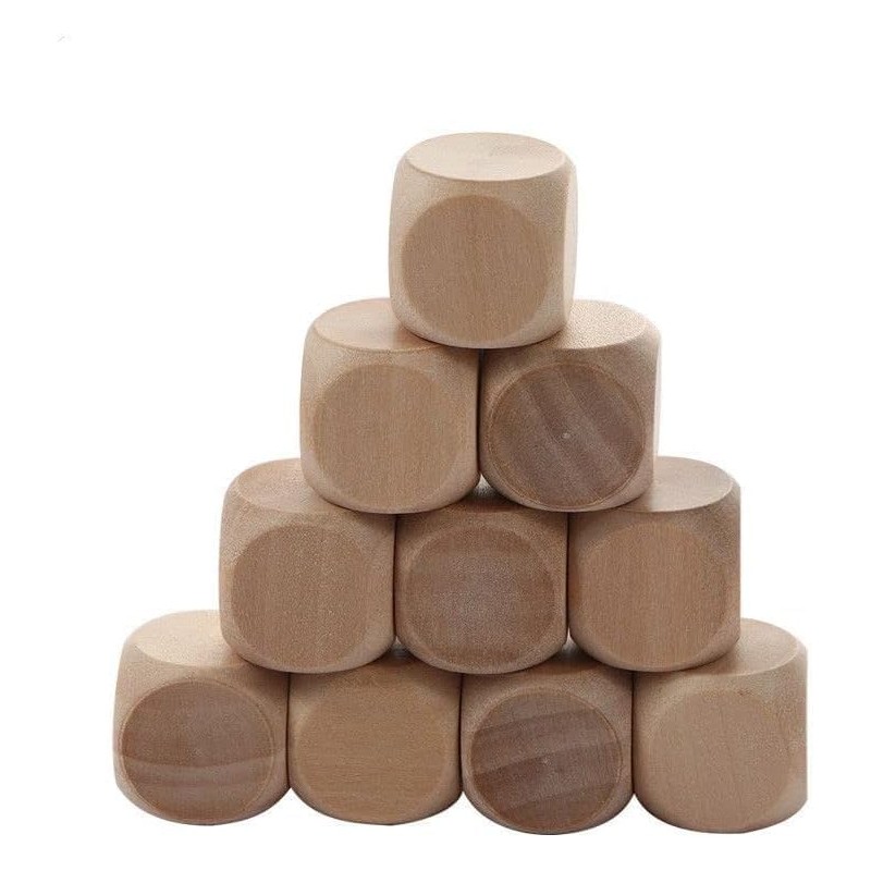 10 Pcs Wooden Dice, 6 Sided Blank Dice Round Corner