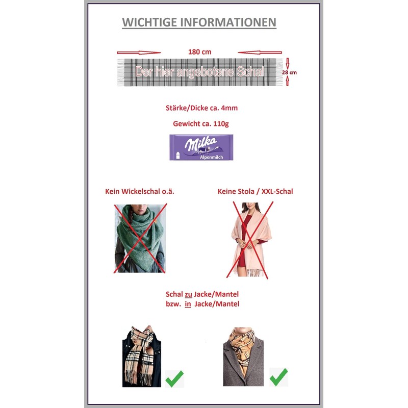 Adamant 100% Pure Cashmere Women's Scarf, Cuddly Soft, 180 cm