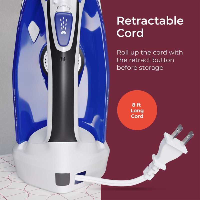 Mueller Professional Grade Steam Iron, Retractable Cord for Easy Storage,