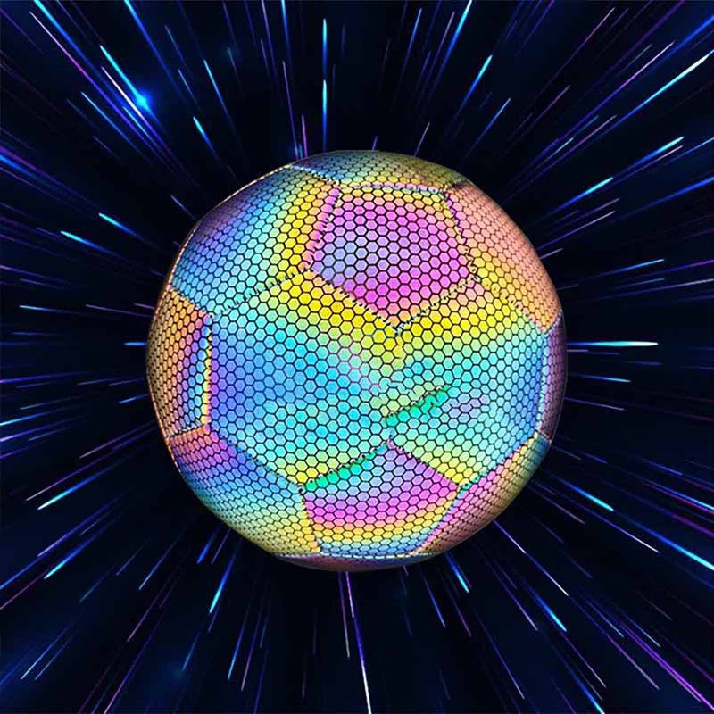 Reflective Football PU Glowing Sports Soccer Ball with Pump for