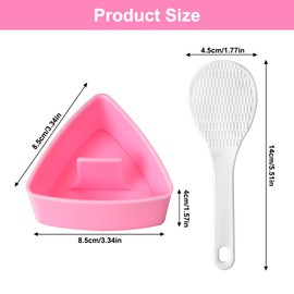 KineticKraft 2 Pieces Triangular Onigiri Mould, Sushi Maker, Pink, Plastic, 136 ml, 3 x 9 x 8 cm, DIY Sushi Making Kit, Rice Ball Mould, Kitchen Tool