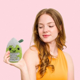 Fouliki Positive Vibes Crochet Matcha Pal - Uplifting Affirmation Gift for Women,Bestie & Coworkers,Inspirational Christmas Stocking Stuffer