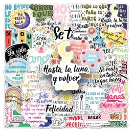 Spanish Motivational Stickers，50pcs for Adults Students Inspirational Stickers for Water Bottles Affirmation Positive Quotes Sticker Bulk Spanish Class Teacher Scrapbook