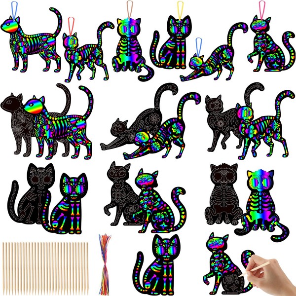 Gersoniel 60 Pcs Day of The Dead Scratch Paper Craft