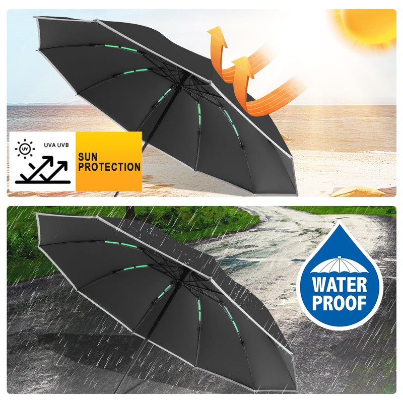 GOHHME Umbrella Storm Resistant Pocket Umbrella Inverted 10 Ribs Umbrella