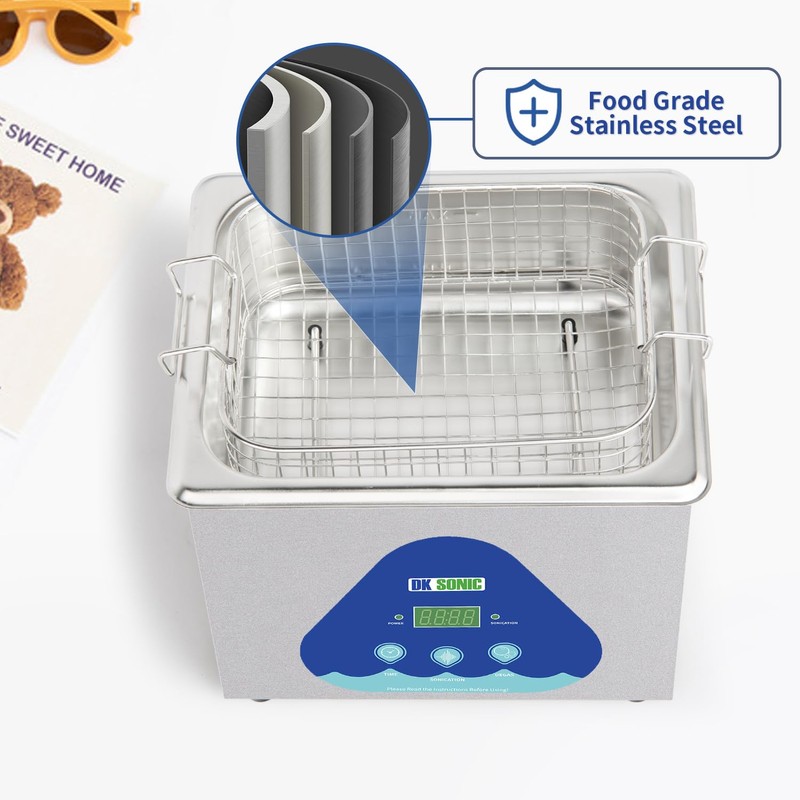 DK SONIC Ultrasonic Cleaner,1.5L 60W Stainless Steel Ultrasonic Jewelry Cleaner