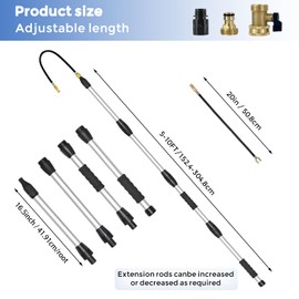 TianfuSpanda 8FT/2.4M Gutter Cleaner Tool from Ground, Extendable Gutter Cleaning Wand with 5 Spray Patterns, Fits All Standard Garden Hoses, also for Garden Watering, Car Washing