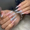 Press on Nails Long Stiletto SWEKKE French Tip Fake Nails