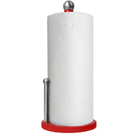 Blue Donuts Paper Towel Holder Countertop with Weighted Base - Easy One-Handed Tear Paper Towel Holder, Modern Paper Towel Holder, Red Paper Towel Dispenser Countertop