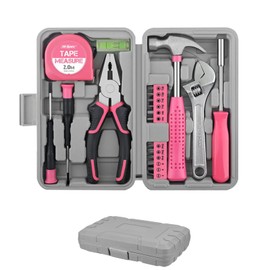 20 PCS Pink Tool Kit for Women Ladies, Home Small Tools Kit with Storage Box, DIY Hand Tools for Daily Repairs Maintenace Portable Tool Box Set for Maintenance at Home, Office, School, and Garage