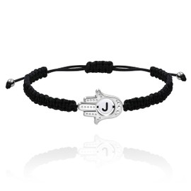 Uloveido Letter J Hand of Fatima Bracelet Hamsa Hand Evil Eye Lucky Charm Protection Bracelet Braided Adjustable Valentines Gifts for Her Y3791-J