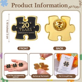 Solsew 20 Set Year of Service Pin Employee Appreciation Gifts Bulk Excellence Award Lapel Pin with Thank You Cards Recognition Gifts for Coworker Staff Teacher Team Employee of the Year Gift (20 Year)