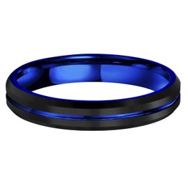 4mm 6mm 8mm 10mm Blue Groove Black Matte Finish Tungsten Carbide Wedding Band Ring Engraved I Love You (4mm,6.5)